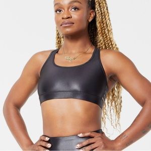Soul cycle black metallic sports bra